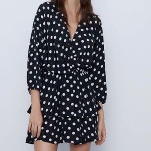 Zara Black and White Polka Dot Dress Small